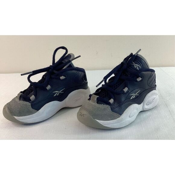 Reebok Question Mid Georgetown Navy Blue Boys Athletic Shoe Size 9 - Picture 4 of 8